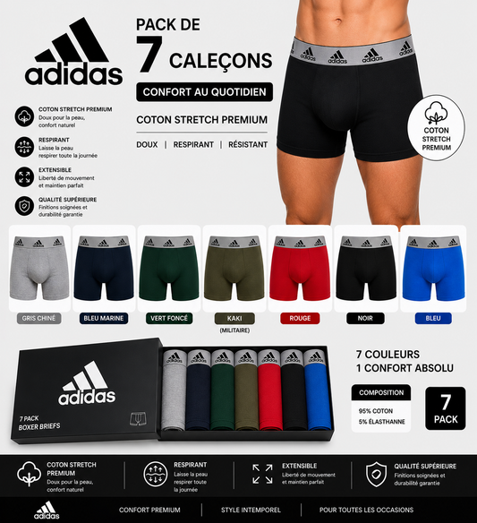 Pack de 7 Boxers Homme Premium – Coton Stretch Confort & Qualité