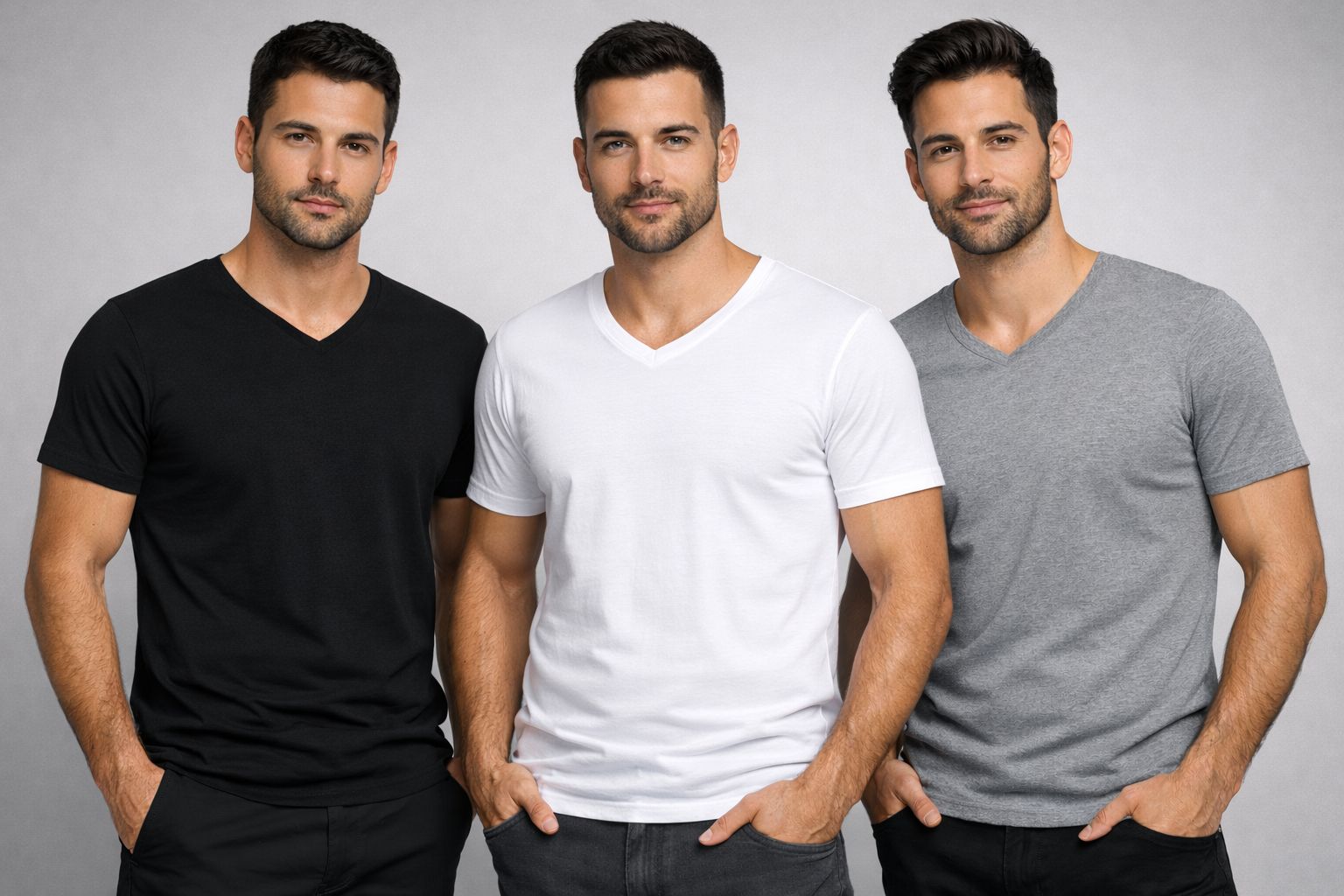 T-shirt col V Homme 100% Coton