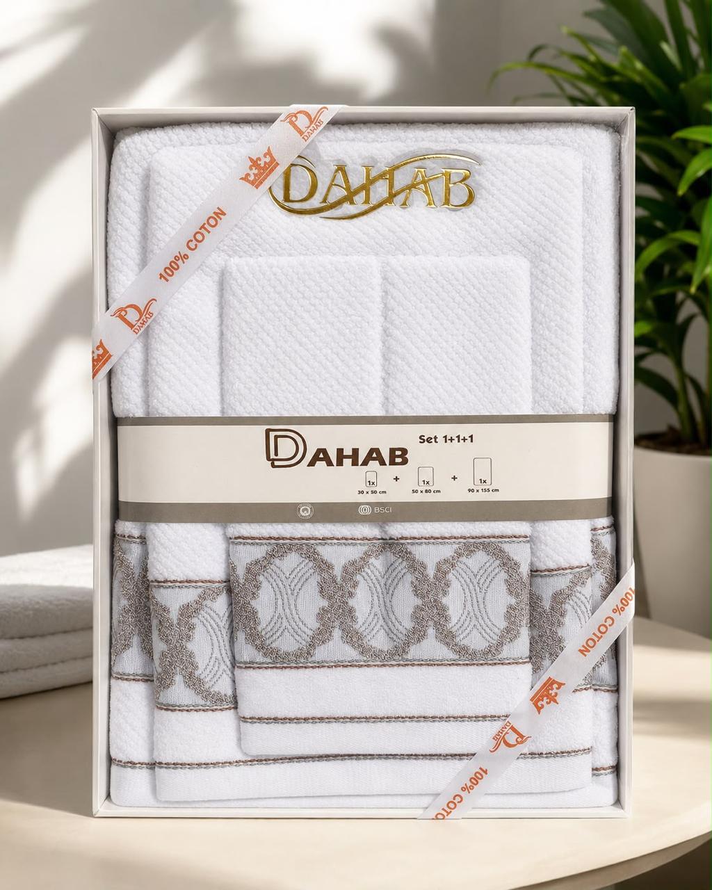 Set de Serviettes DAHAB 100% Coton – 3 Pièces
